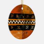 黒と地の色調の部族モチーフ セラミックオーナメント (右)