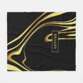 黒と抽象芸術の金ゴールド渦巻形のデザイン フリースブランケット (正面(横))