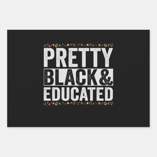 黒と教育かわいらしを受けおもしろいた黒い歴史の贈り物 ラッピングペーパーシート (正面)