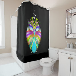 黒と数々の色のOracle Owl シャワーカーテン