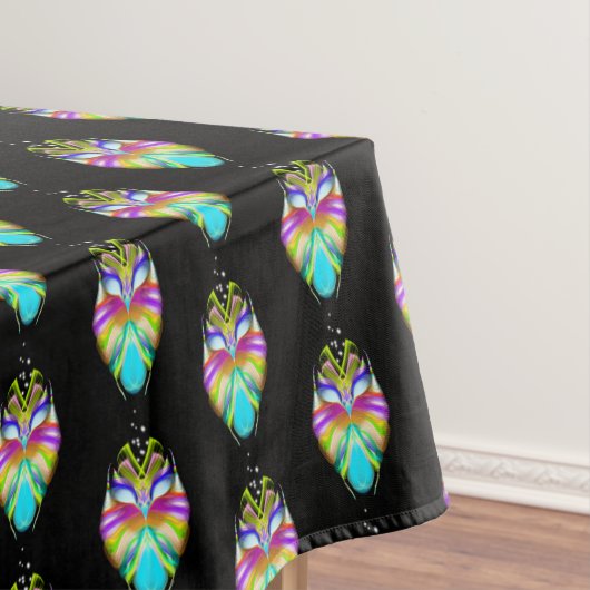 黒と数々の色のOracle Owl テーブルクロス (インサイチュ)