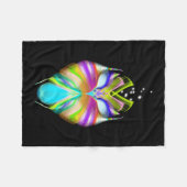 黒と数々の色のOracle Owl フリースブランケット (正面(横))
