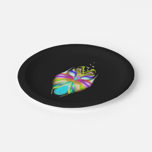 黒と数々の色のOracle Owl ペーパープレート (アングル)