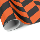 黒と明るいオレンジ極大ヘリンボーン ラッピングペーパー (ロールコーナー)