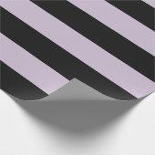 黒と明るい紫のオーニングストライプ ラッピングペーパー (角)