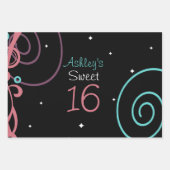 黒と星と渦巻き甘い16 ラッピングペーパーシート (正面)