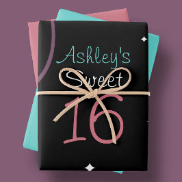 黒と星と渦巻き甘い16 ラッピングペーパーシート