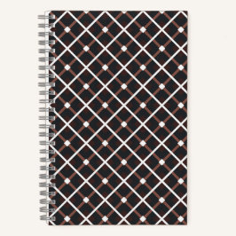 黒と暖かい茶色の色調の幾何学的パターン ノートブック