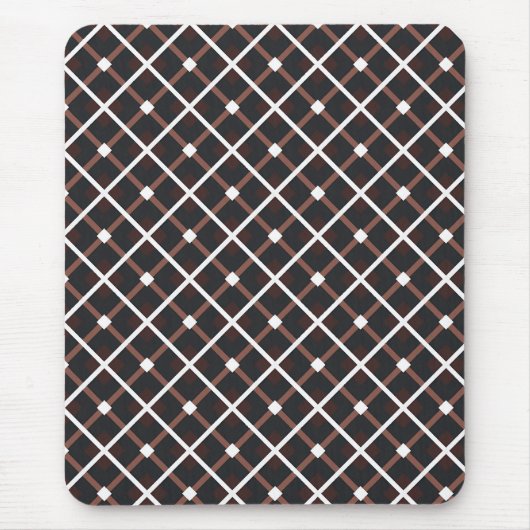 黒と暖かい茶色の色調の幾何学的パターン マウスパッド (正面)