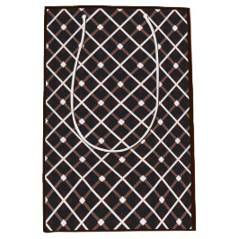 黒と暖かい茶色の色調の幾何学的パターン ミディアムペーパーバッグ