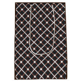 黒と暖かい茶色の色調の幾何学的パターン ミディアムペーパーバッグ (裏面)