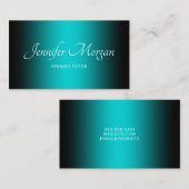 黒と暗のターコイズ エレガント グラデーション 名刺 (正面/裏面)