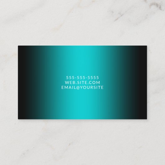 黒と暗のターコイズ エレガント グラデーション 名刺 (裏面)