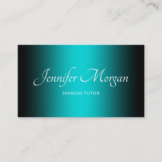 黒と暗のターコイズ エレガント グラデーション 名刺 (正面)