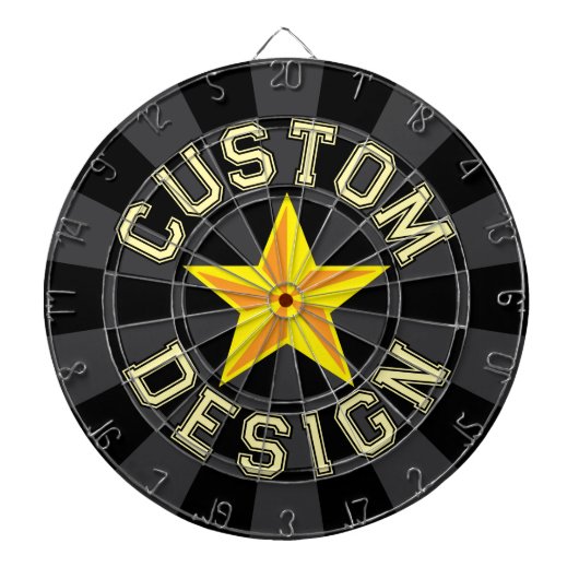黒と木炭グレーイエロースターカスタム文字 ダーツボード (正面)