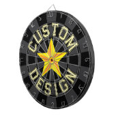 黒と木炭グレーイエロースターカスタム文字 ダーツボード (正面右)