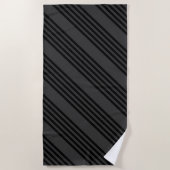 黒と木炭ストライプ五柄 ビーチタオル (正面)