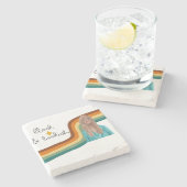 黒と本のレトロ本愛好家 ストーンコースター (横)