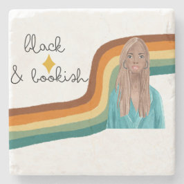 黒と本のレトロ本愛好家 ストーンコースター