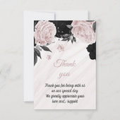 黒と柔らかいピンクの植物大理石 サンキューカード (正面)