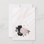 黒と柔らかいピンクの植物大理石 サンキューカード (裏面)