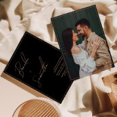 黒と桃の手書き文字写真結婚の 招待状