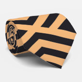 黒と桃の色の幾何学的パターン ネクタイ (ロール)