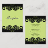 黒と梨の緑のスクロール披露宴 エンクロージャーカード (正面/裏面)