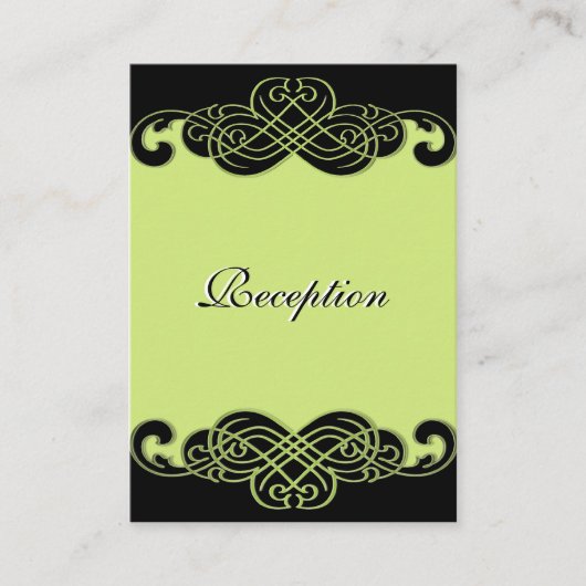 黒と梨の緑のスクロール披露宴 エンクロージャーカード (正面)