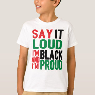 黒と歴史の月誇りを持ったを大声で言う Tシャツ