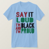 黒と歴史の月誇りを持ったを大声で言う Tシャツ (デザイン正面)