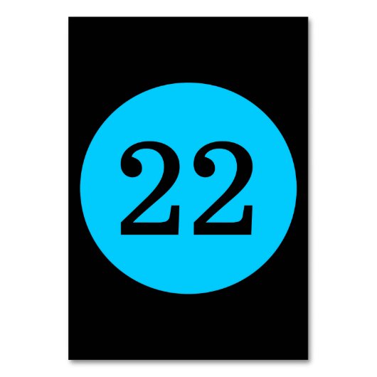 黒と水色の青の円の表の番号 テーブルナンバー (正面)