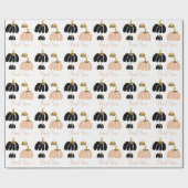 黒と淡紅白と金でスタイリッシュなカボチャ ラッピングペーパー (フラット)