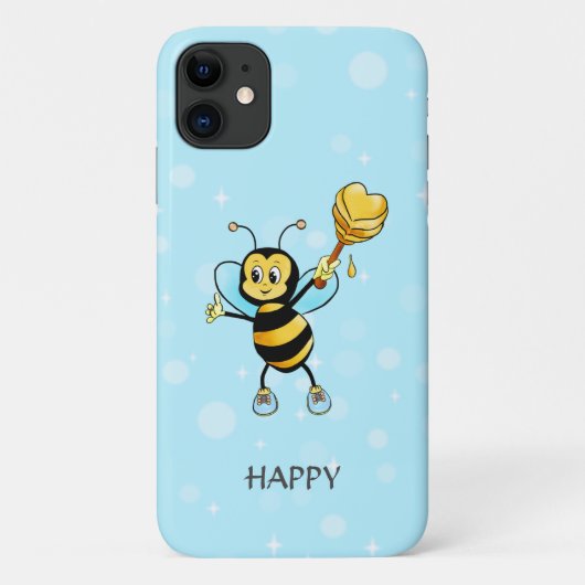 黒と淡青色の背景にいるミツバチ Case-Mate iPhoneケース (裏面)