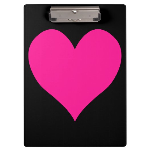 黒と深いのピンクのハート図形 クリップボード (正面)