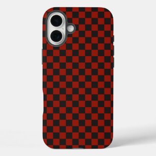黒と深紅の市松模様 iPhone 16 PLUSケース