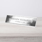 黒と濃いグレーの水色のデスク名プレート デスクネームプレート (正面)