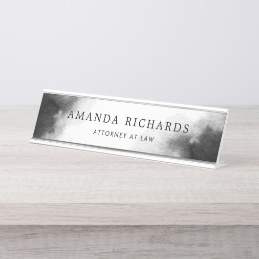黒と濃いグレーの水色のデスク名プレート デスクネームプレート (正面)