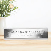 黒と濃いグレーの水色のデスク名プレート デスクネームプレート