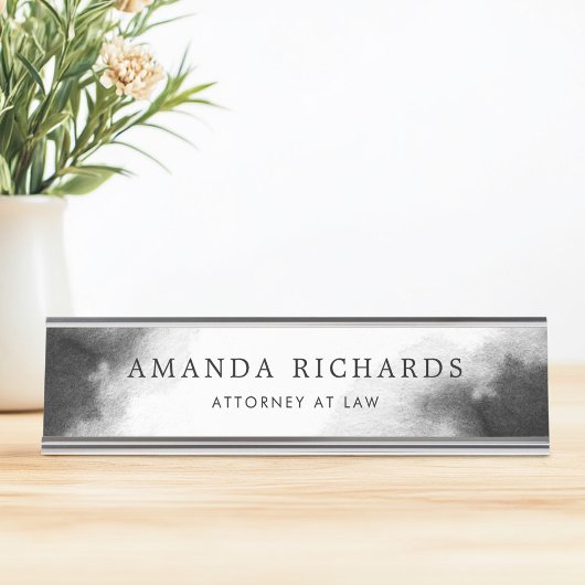 黒と濃いグレーの水色のデスク名プレート デスクネームプレート