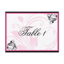 黒と濃いピンクのフローラスクロールテーブル番号