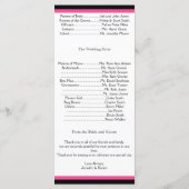 黒と濃いピンクのフローラスクロール結婚式 プログラム (裏面)