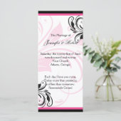 黒と濃いピンクのフローラスクロール結婚式 プログラム (スタンド正面)