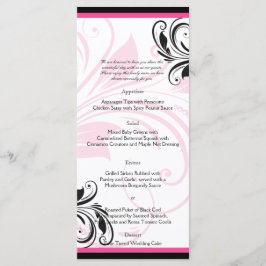 黒と濃いピンクのフローラス結婚クロールのメニュー メニュー
