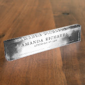 黒と濃い灰色の水色 デスクネームプレート (側面)