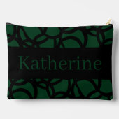 黒と濃い緑のパターン名前をカスタムする アクセサリーポーチ (裏面)