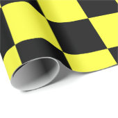 黒と濃い黄色のチェッカーボードパターン ラッピングペーパー (ロールコーナー)