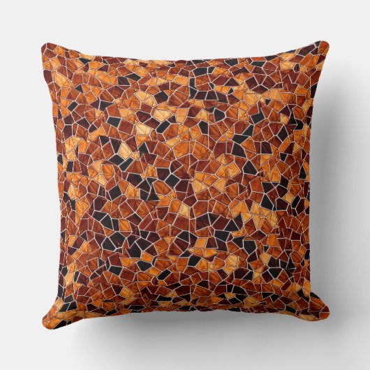 黒と火のオレンジ色のモザイク、白い線の分割 クッション (裏面)