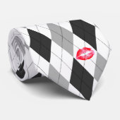 黒と灰色とアーガイルキス ネクタイ (ロール)