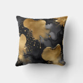 黒と灰色と金ゴールド抽象芸術 クッション (裏面)